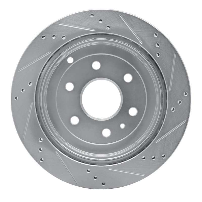 Buick Enclave Brake Rotor (1) - Rear Left - R1 Concepts - Drilled & Slotted - Silver - `07-`17